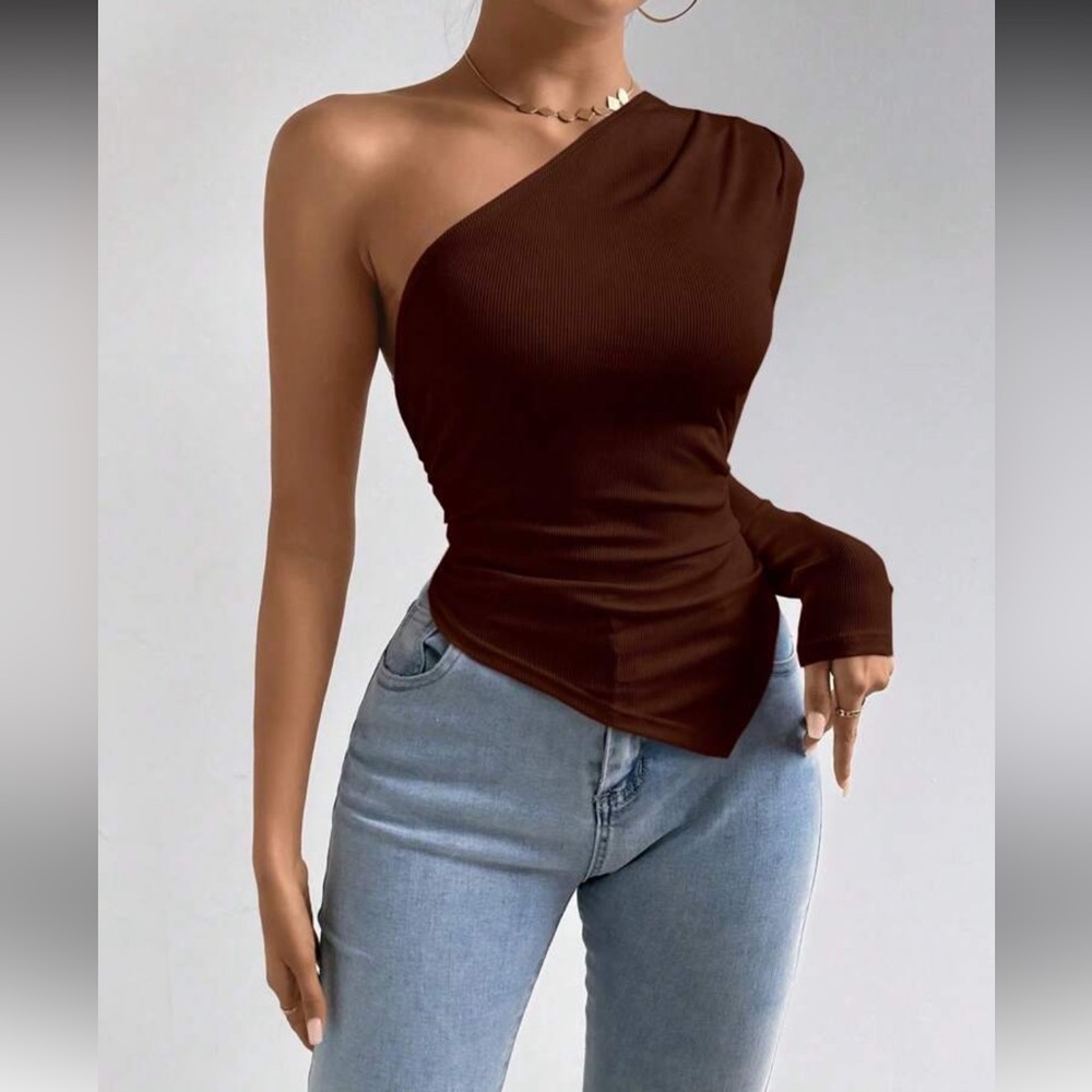 One-Shoulder Redwood Top